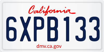 CA license plate 6XPB133