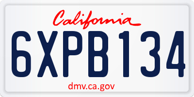 CA license plate 6XPB134