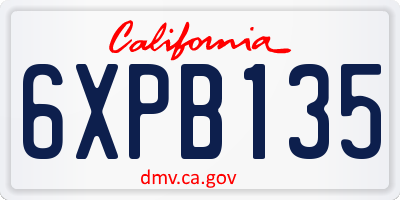 CA license plate 6XPB135