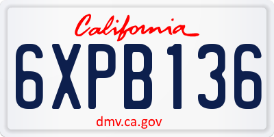CA license plate 6XPB136
