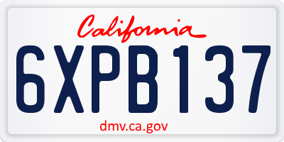 CA license plate 6XPB137