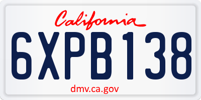 CA license plate 6XPB138