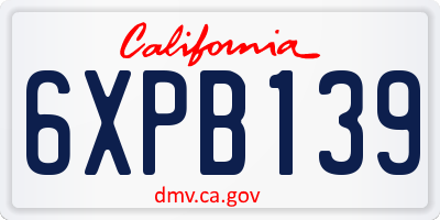 CA license plate 6XPB139