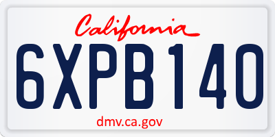 CA license plate 6XPB140