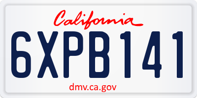CA license plate 6XPB141