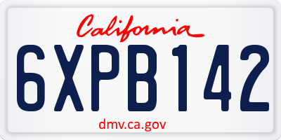 CA license plate 6XPB142