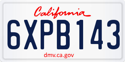 CA license plate 6XPB143