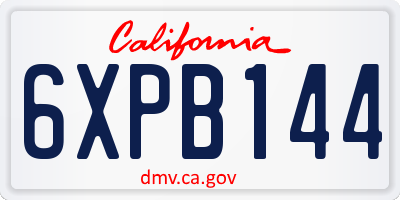 CA license plate 6XPB144