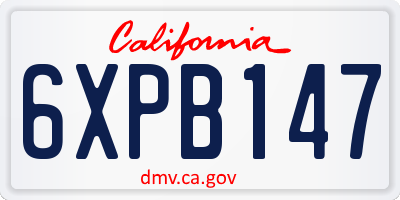 CA license plate 6XPB147