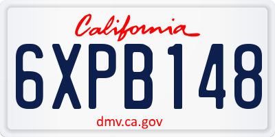 CA license plate 6XPB148