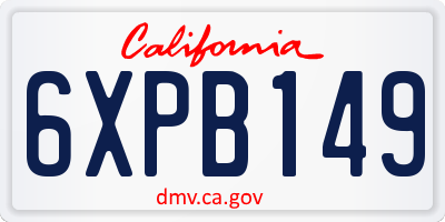 CA license plate 6XPB149
