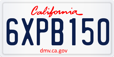 CA license plate 6XPB150