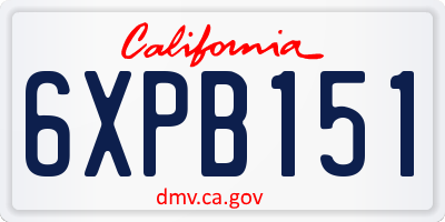 CA license plate 6XPB151