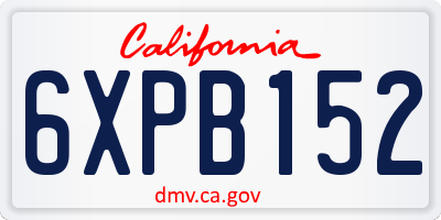 CA license plate 6XPB152