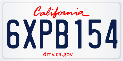 CA license plate 6XPB154