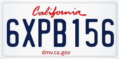 CA license plate 6XPB156