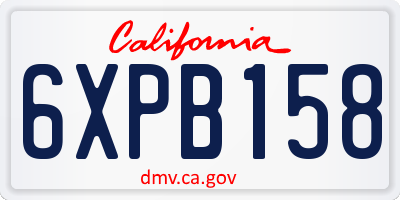 CA license plate 6XPB158