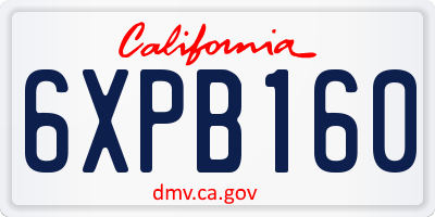 CA license plate 6XPB160