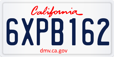 CA license plate 6XPB162