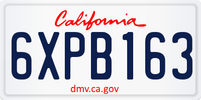 CA license plate 6XPB163