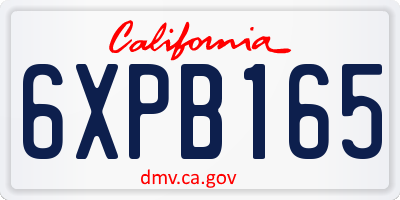 CA license plate 6XPB165