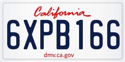 CA license plate 6XPB166
