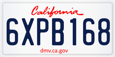 CA license plate 6XPB168