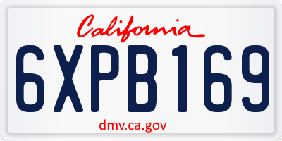 CA license plate 6XPB169