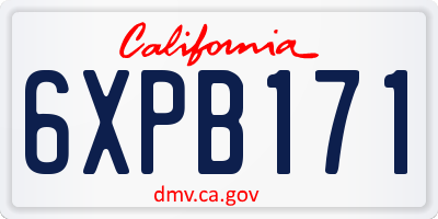 CA license plate 6XPB171