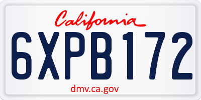 CA license plate 6XPB172