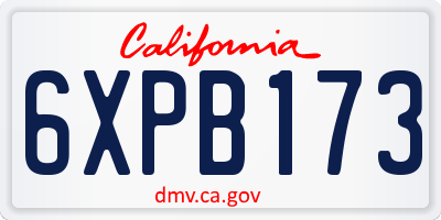CA license plate 6XPB173