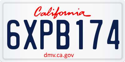 CA license plate 6XPB174