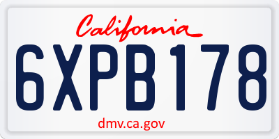 CA license plate 6XPB178