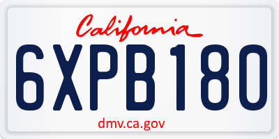 CA license plate 6XPB180