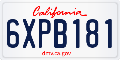 CA license plate 6XPB181