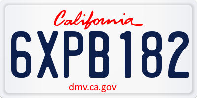 CA license plate 6XPB182