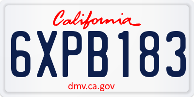 CA license plate 6XPB183