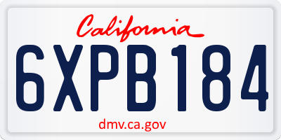 CA license plate 6XPB184