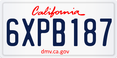 CA license plate 6XPB187