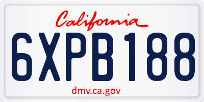 CA license plate 6XPB188