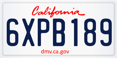 CA license plate 6XPB189
