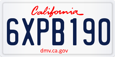 CA license plate 6XPB190