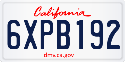 CA license plate 6XPB192