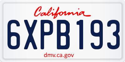CA license plate 6XPB193