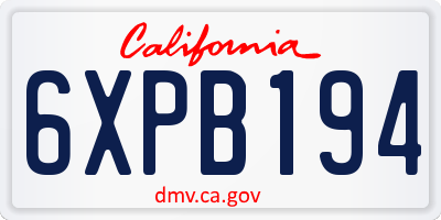CA license plate 6XPB194