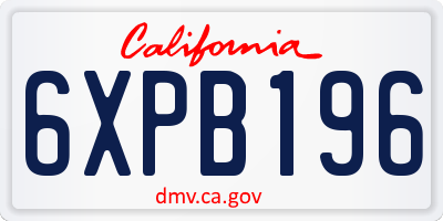 CA license plate 6XPB196