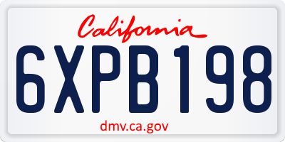 CA license plate 6XPB198