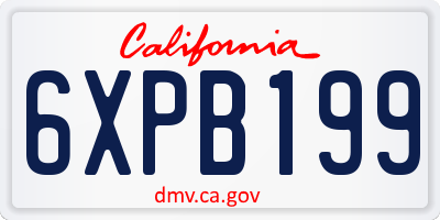 CA license plate 6XPB199