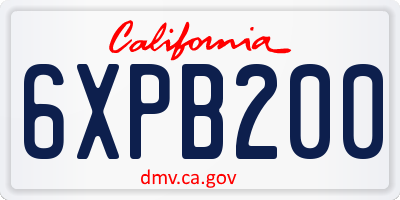 CA license plate 6XPB200