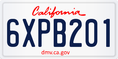 CA license plate 6XPB201